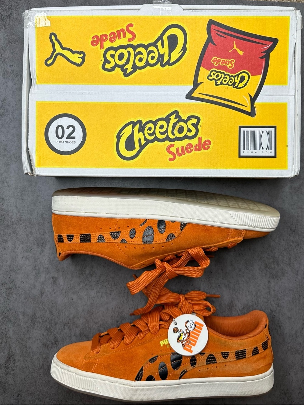 Puma Orange Suede Cheetah-Print Low-Top Sneakers - Picture 2 of 12